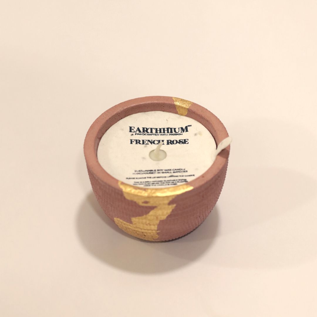 French Rose | Cement Pot Candle