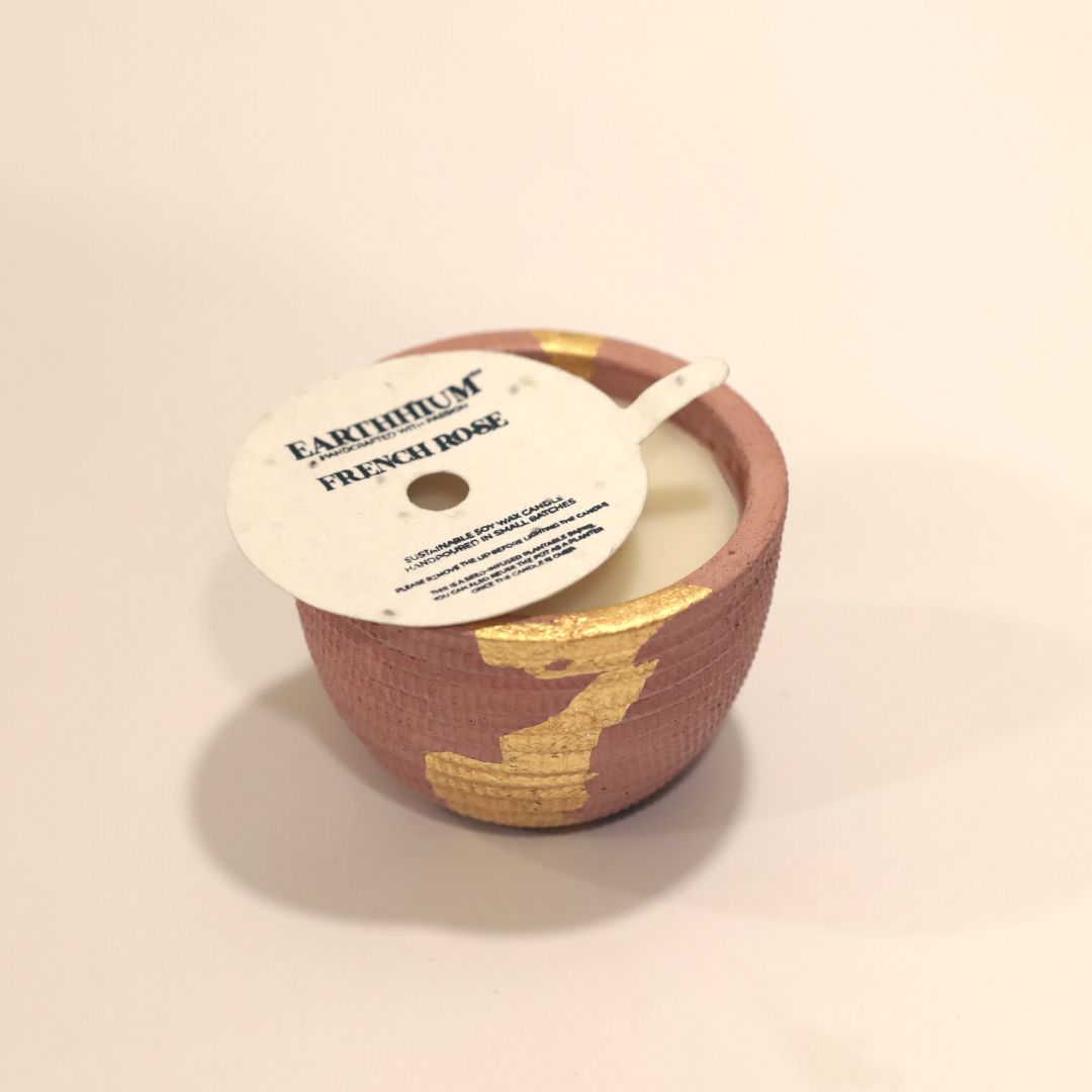 French Rose | Cement Pot Candle