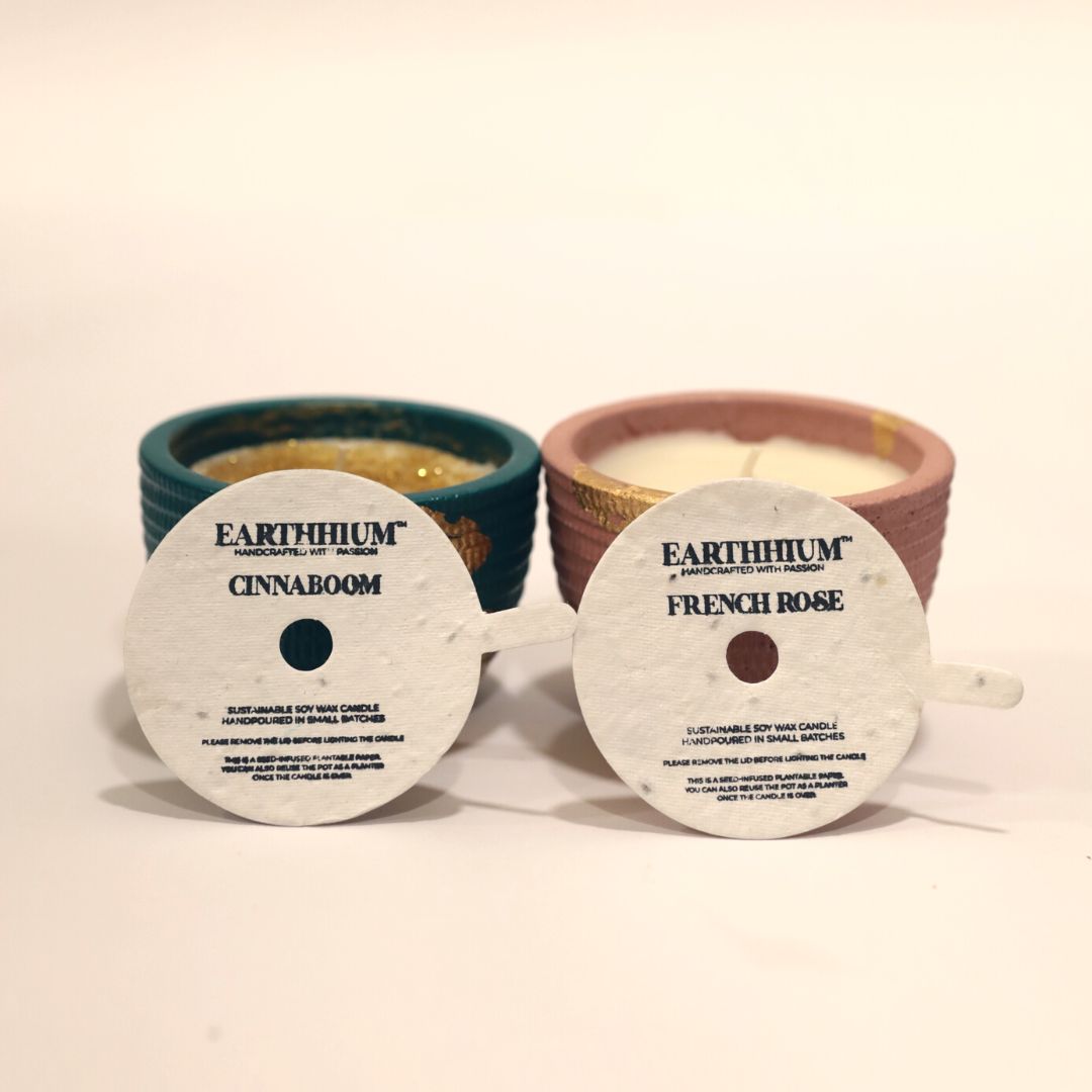 Cinnaboom & French Rose | Cement Pot Candle | Set of 2