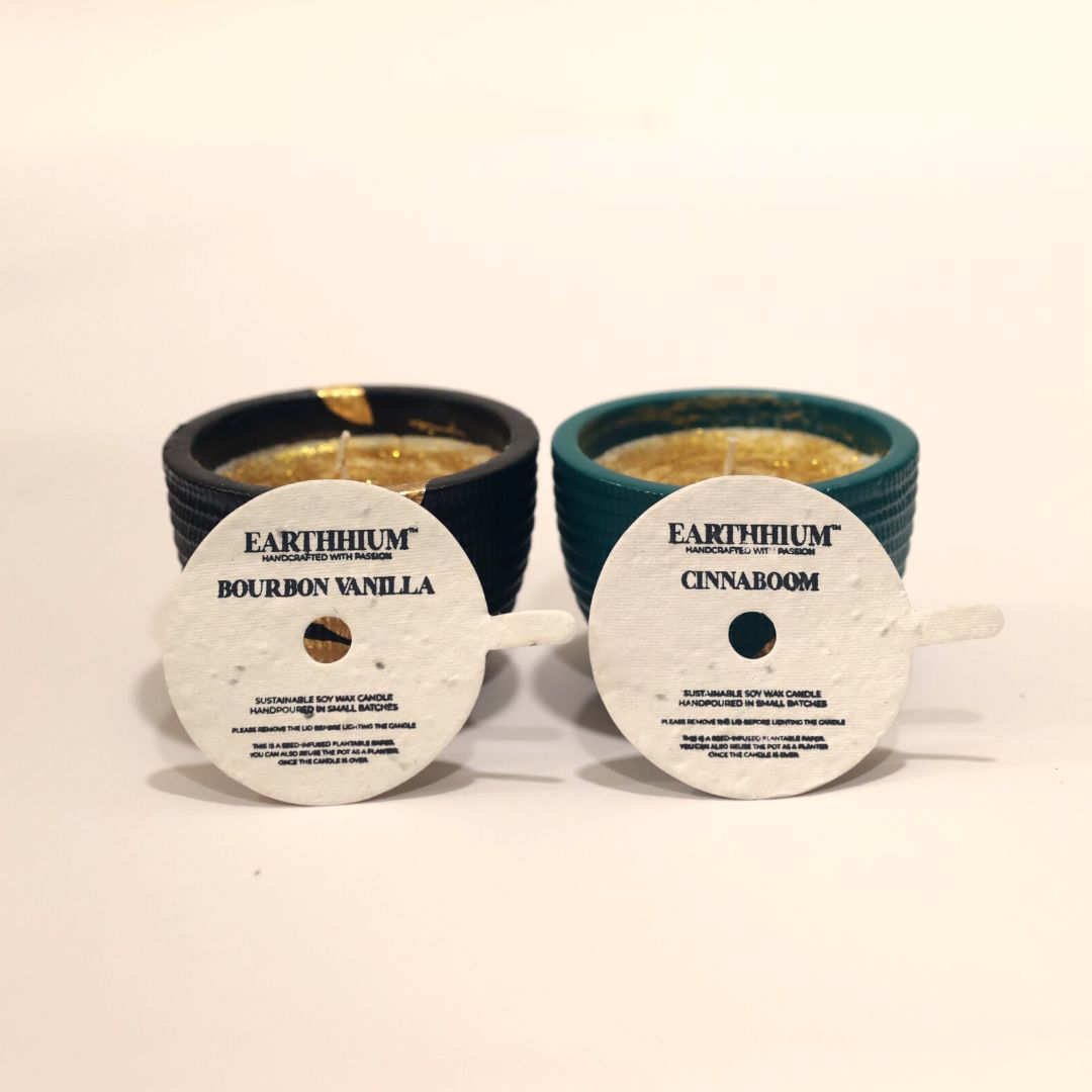 Bourbon Vanilla & Cinnaboom | Cement Pot Candle | Set of 2