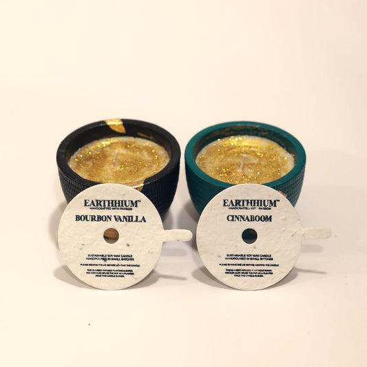 Bourbon Vanilla & Cinnaboom | Cement Pot Candle | Set of 2