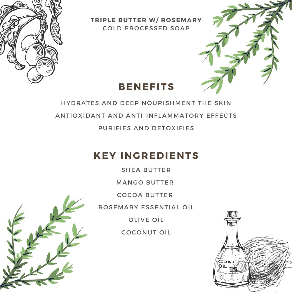 Triple Butter w/ Rosemary | Cold Processed Soap